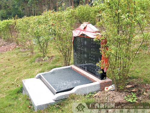 在两棵果树之间安葬,把墓地与自然融合.