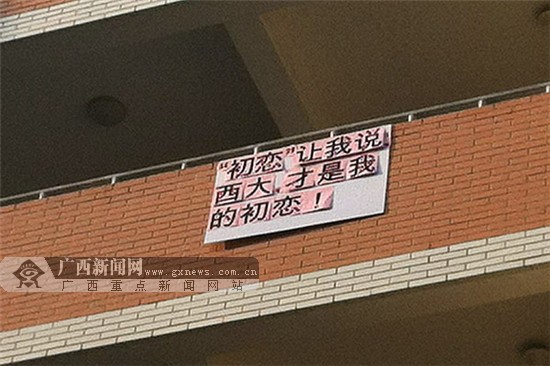 初恋让我说 大学生宿舍楼外贴标语"帮"学校上头条图片