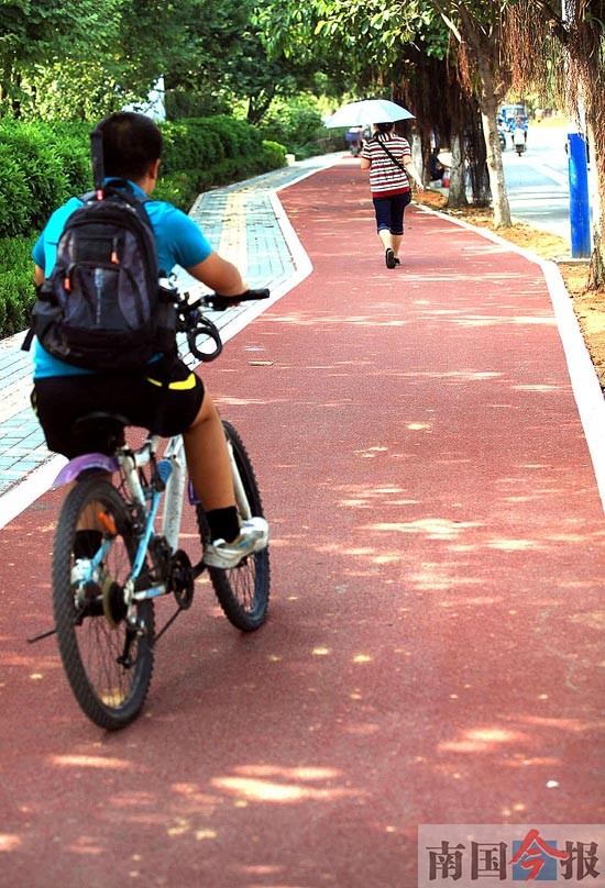柳州市柳石路南慢行道建设完工 红马路 将增1