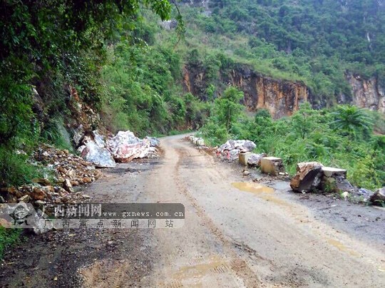 卢炳良)近日,由于强降雨等原因,河池市东兰县境内的县道"长百"线