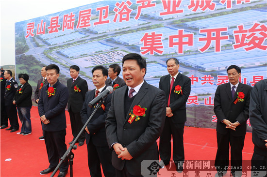 灵山县县长刘钦宣布项目集中开竣工.