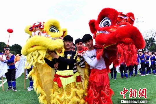 图为龙狮争霸赛现场。　唐梦宪 摄