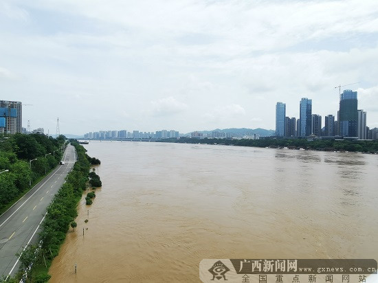 柳州洪峰过境 百姓生活如常街道秩序井然（图）