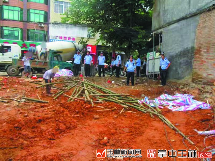 近日,陆川县公安局组织50多名警力,在清湖镇依法查处了该起寻衅滋事