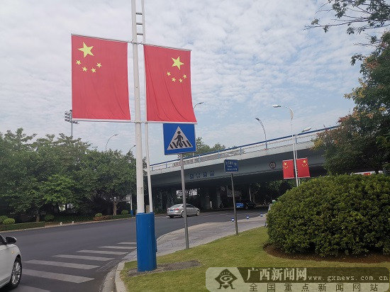 喜迎国庆 龙城处处国旗飘