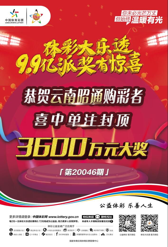 派奖第17期体彩大乐透再开3600万元封顶一等奖