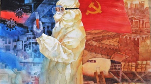 水彩画《勇者胜》