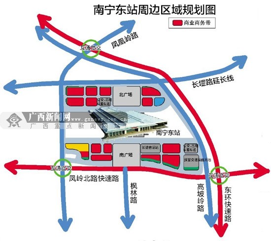 南宁东站周边将变高富帅 南北广场形成2个商业带