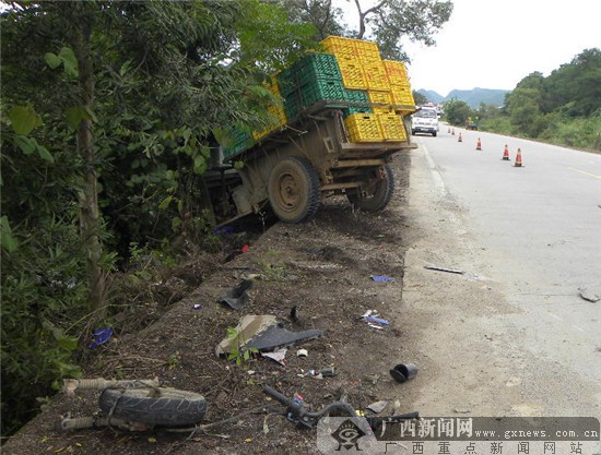 钟山:摩托车行驶途中遭遇飞来横祸|手机广西网