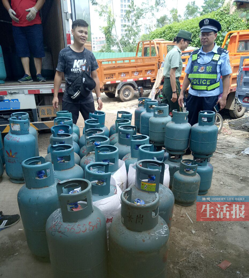 南宁兴宁区查处4个非法燃气点 查扣燃气罐79个(图)