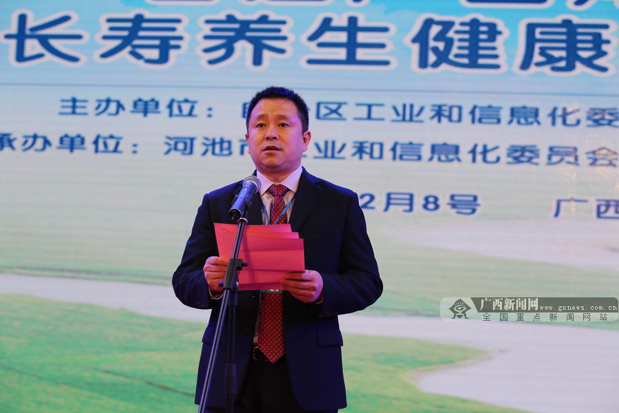 河池市人民政府副市长钟洪致辞.广西新闻网记者 潘毅 摄