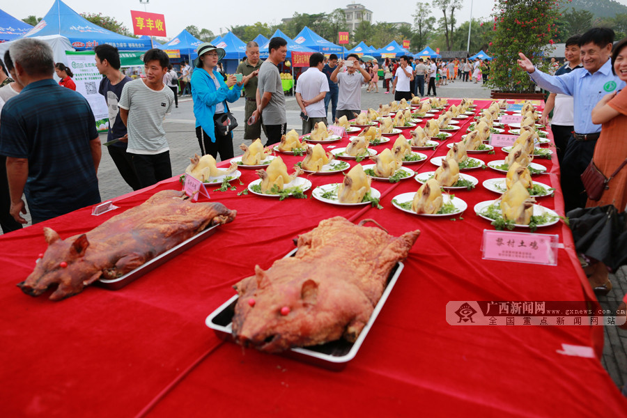 豐收節現場展出玉林特色美食.