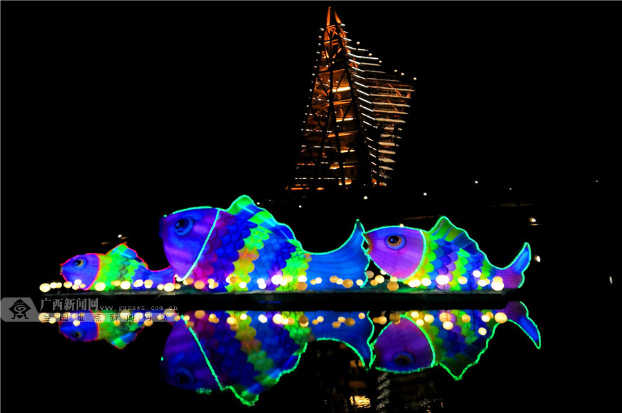 灯光艺术节亮灯南宁园博园花灯夜景璀璨动人