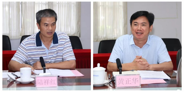 天峨县委书记陆祥红(左),天峨县县长黄正华(右)