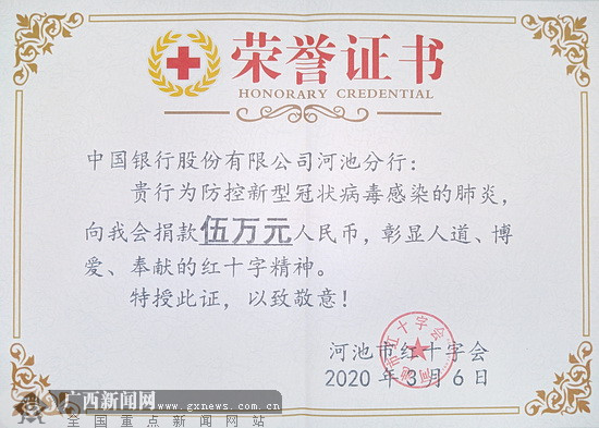 获授的荣誉证书.广西新闻网通讯员 韦永福 供图