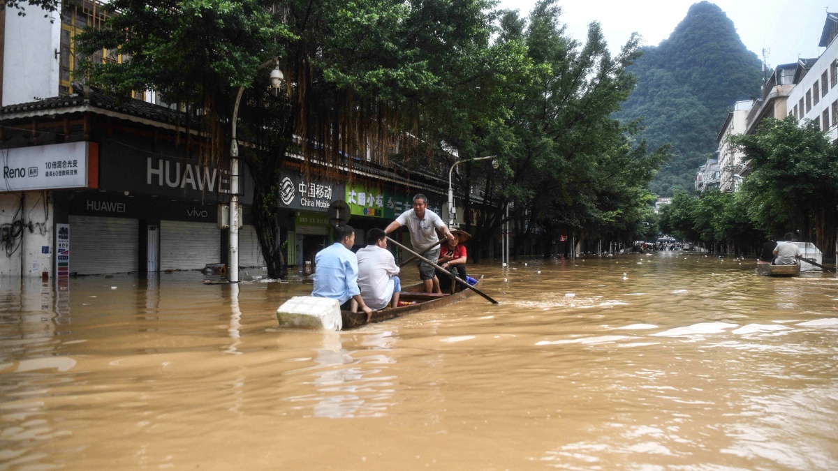 广西融水强降雨引发严重内涝