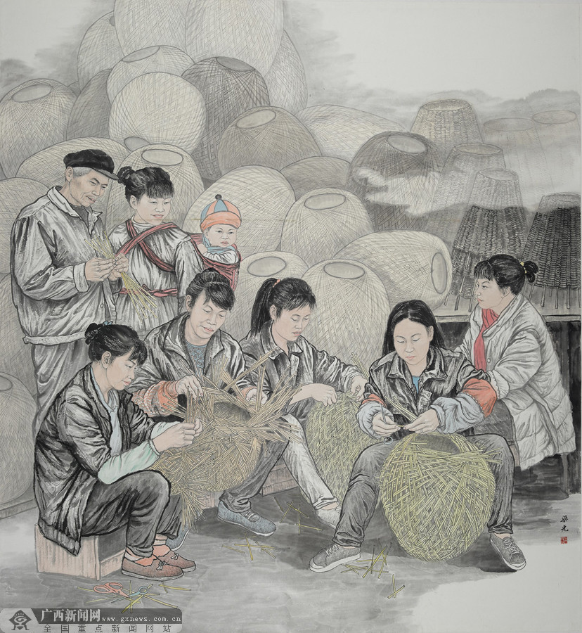 国画宫灯脱贫的乡亲心里甜