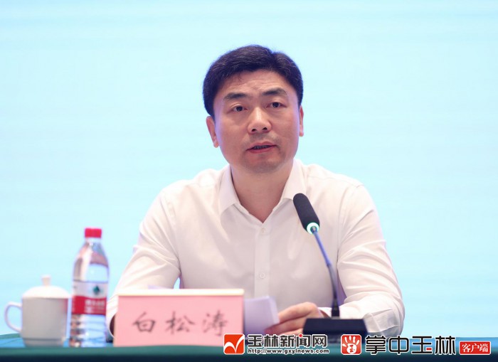 玉林市市长白松涛在会上致辞.