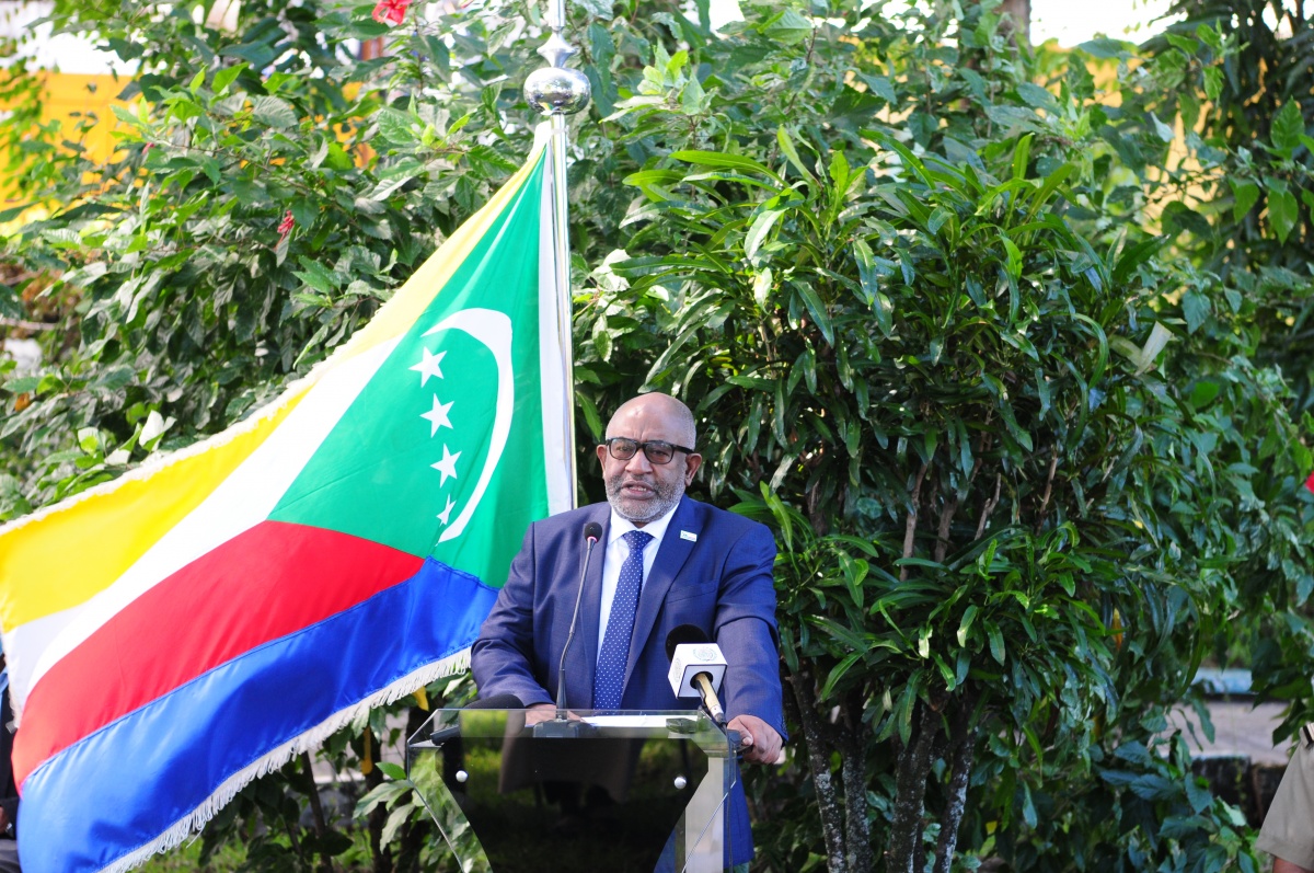 科摩罗总统向中国援科摩罗短期抗疫医疗队颁授"科摩罗绿新月骑士勋章"