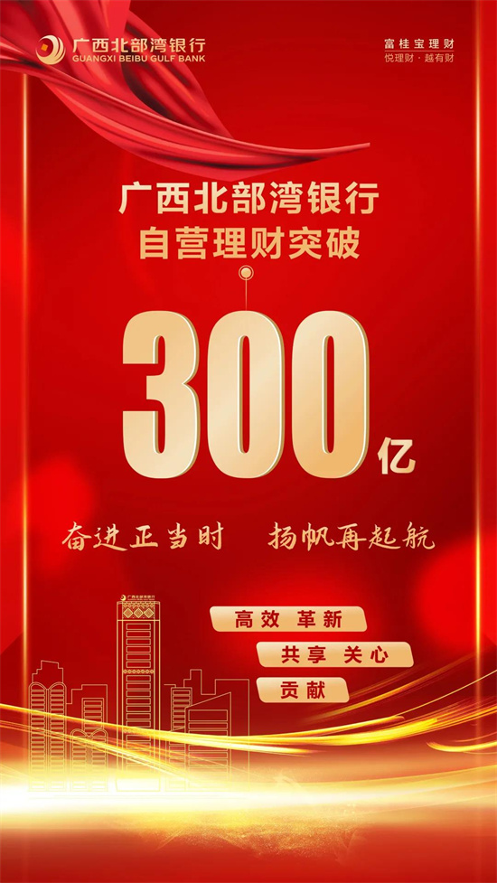 广西北部湾银行自营理财余额突破300亿